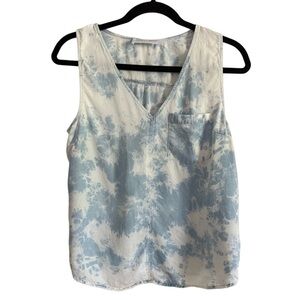 Boutique Gray+Bleu Tie Dye Sleeveless Tank Top with V-Neck Size Small